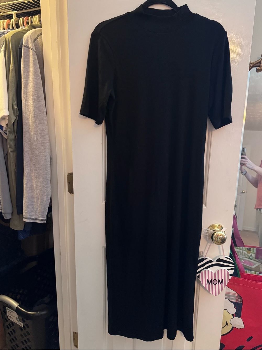 Marine Layer Lexi Rib Mock Neck MIDI Dress Black Large NWT